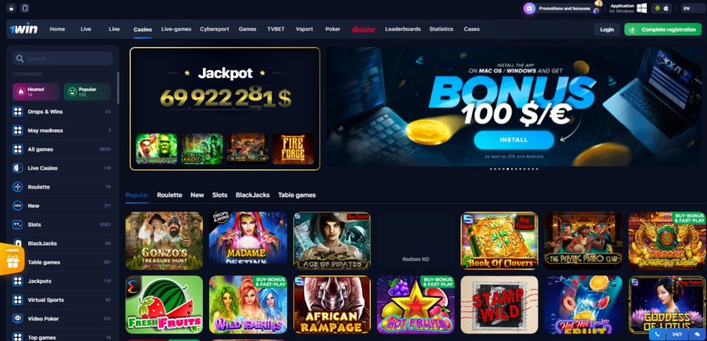 1win also offers online casinos