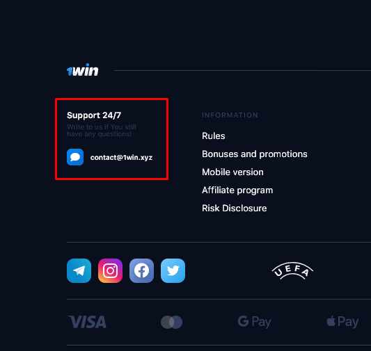 1Win has fast user support available throughout the day
