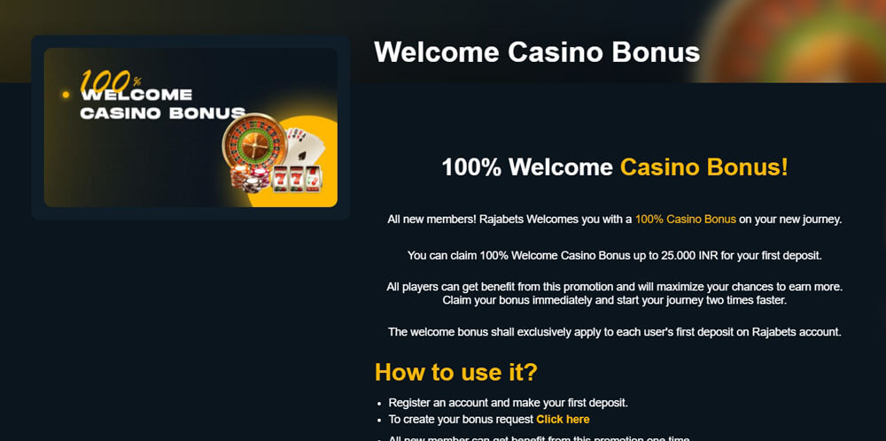 Rajabet casino bonus