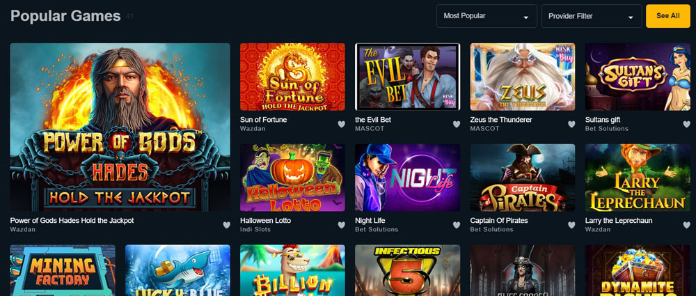 All popular games are available at Rajabet Casino