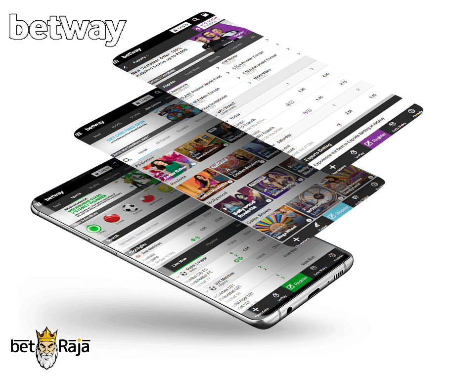 Betway mobile interface on the Android smartphone.