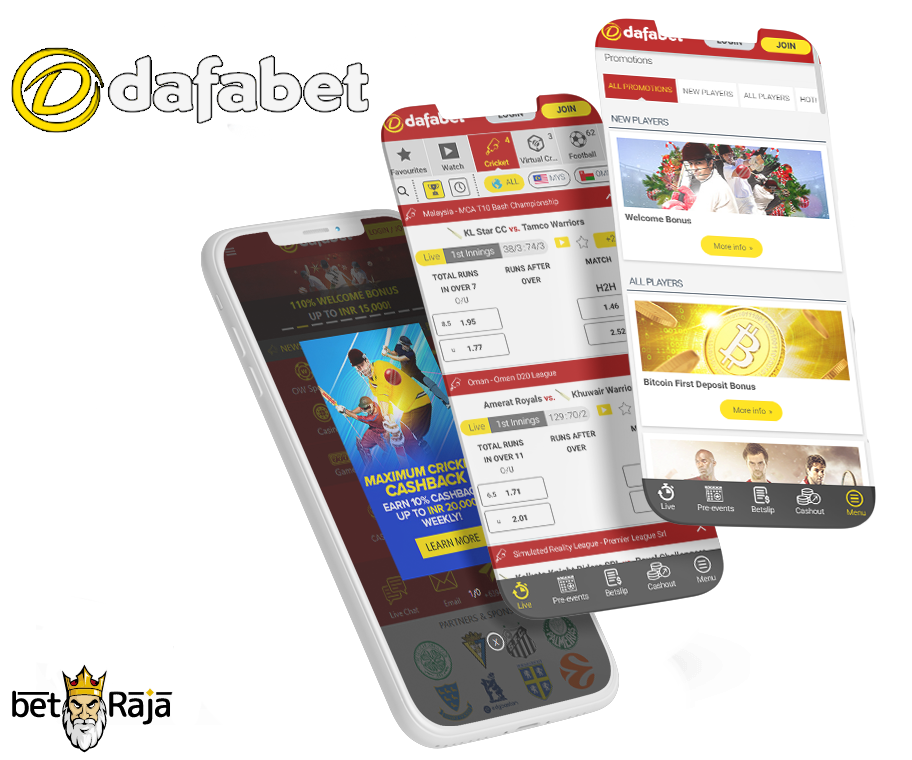 Three screenshots of the famous sport betting provider Dafabet.