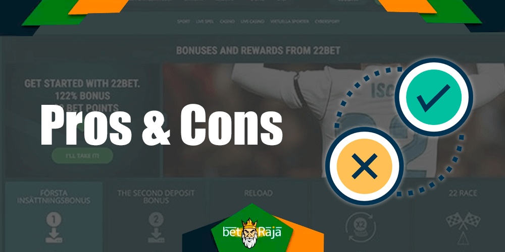 All existing advantages and disadvantages of the 22bet app.
