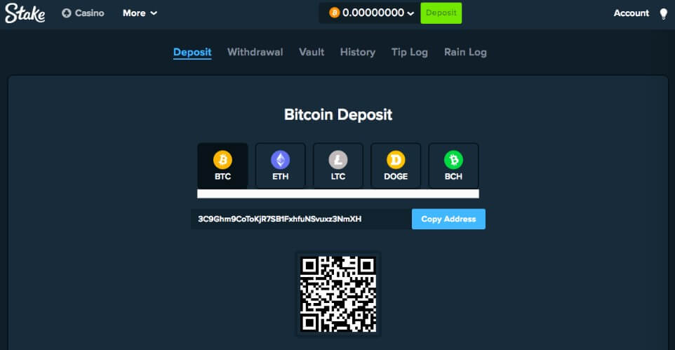 You can deposit with multiple cryptocurrencies