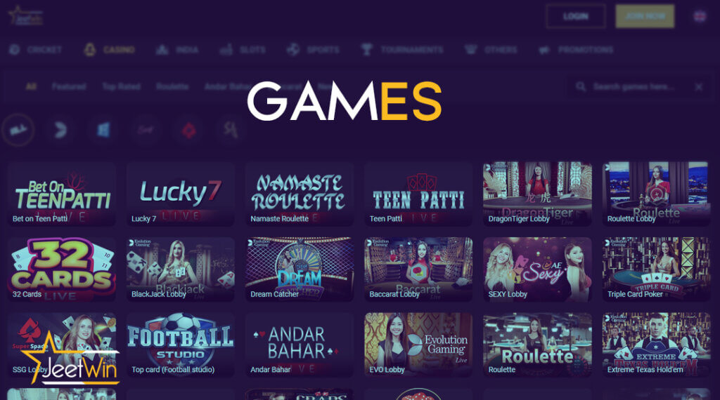 All the most popular casino games in India at the JeetWin bookmaker.