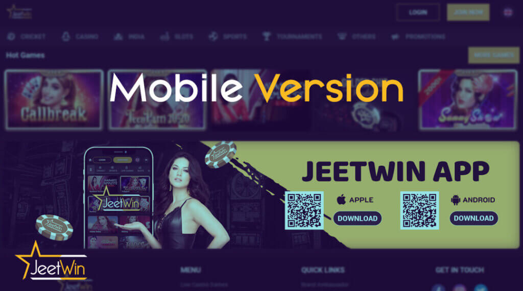 Jeetwin bookmaker offers convenient applications for Android and iOS.