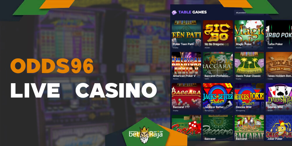Features of the game in the live casino section on the site Odds96 