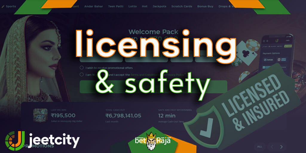Jeetcity Casino is licensed by Curacao.