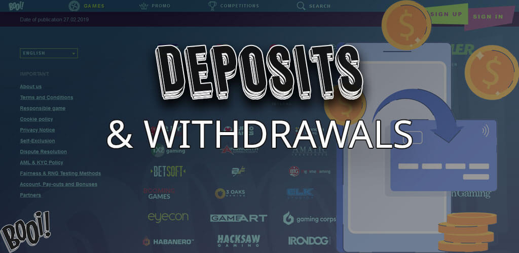 Learn more about deposit and withdrawal methods at Booi Casino.