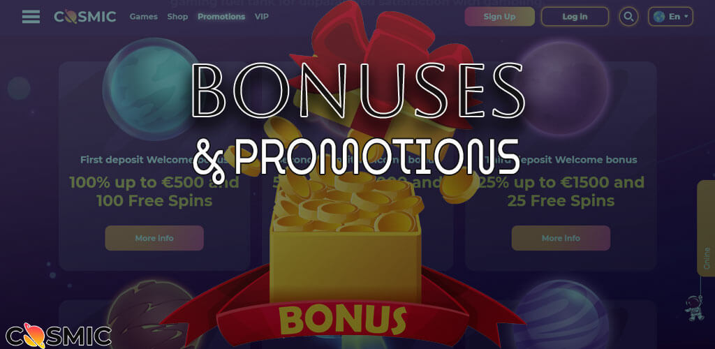 Details about bonuses and promotions at CosmicSlot casino.