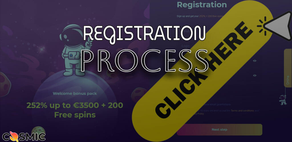 How to register at CosmicSlot casino: step by step instructions.