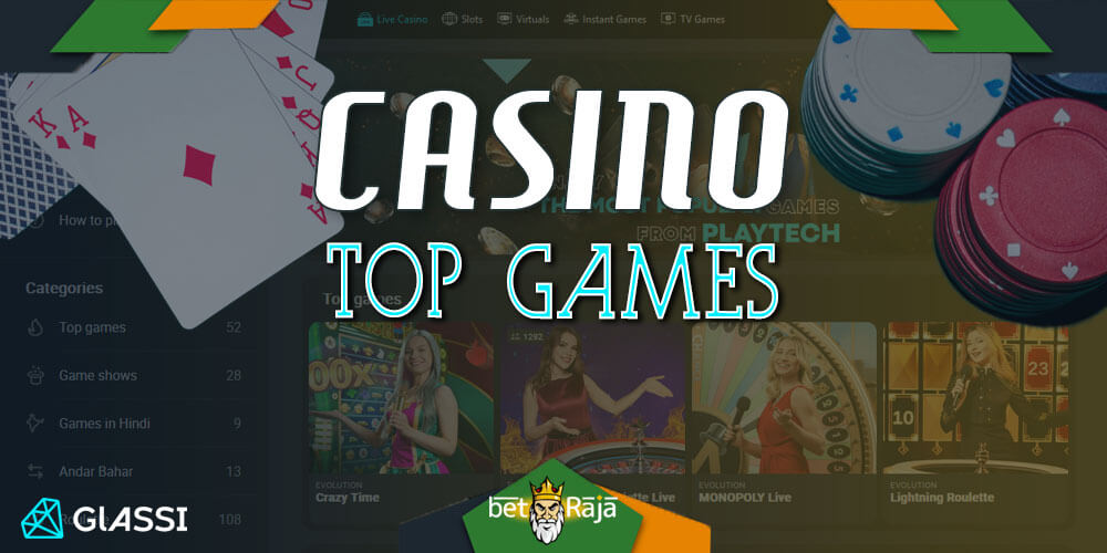 The most popular games, slots, live tables, instant games are at glassi casino.