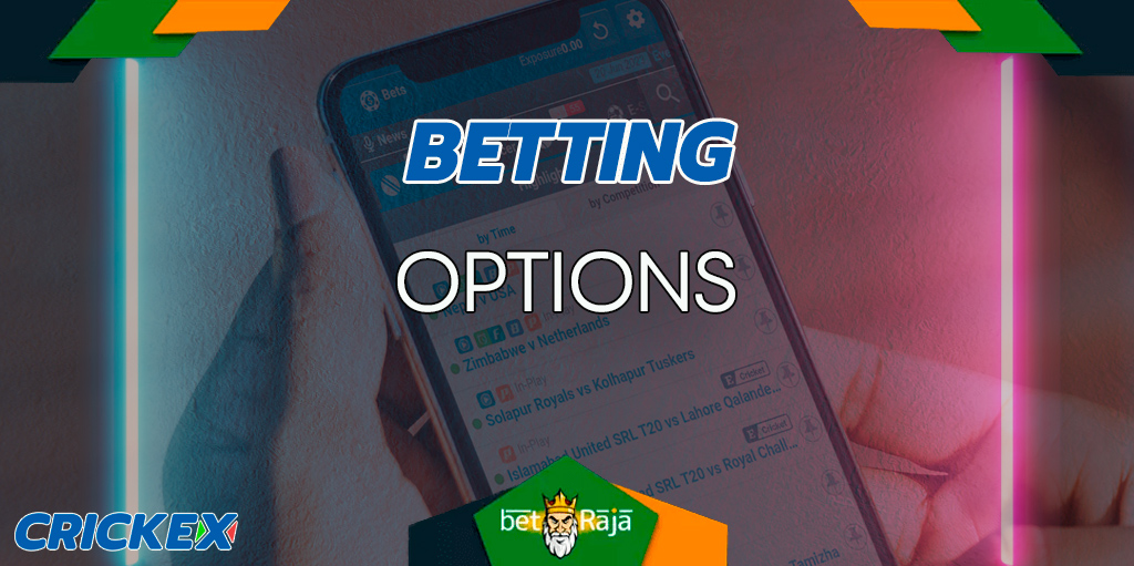 Available sports betting options on the Crickex mobile app