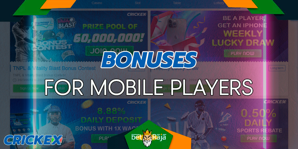 Crickex bonuses for mobile players in India