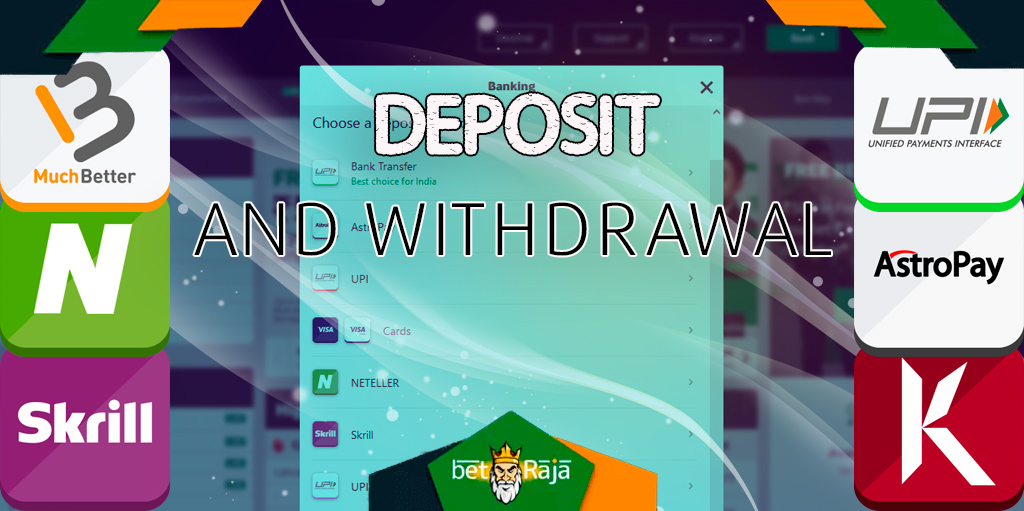 Betway has many different deposit and withdrawal methods