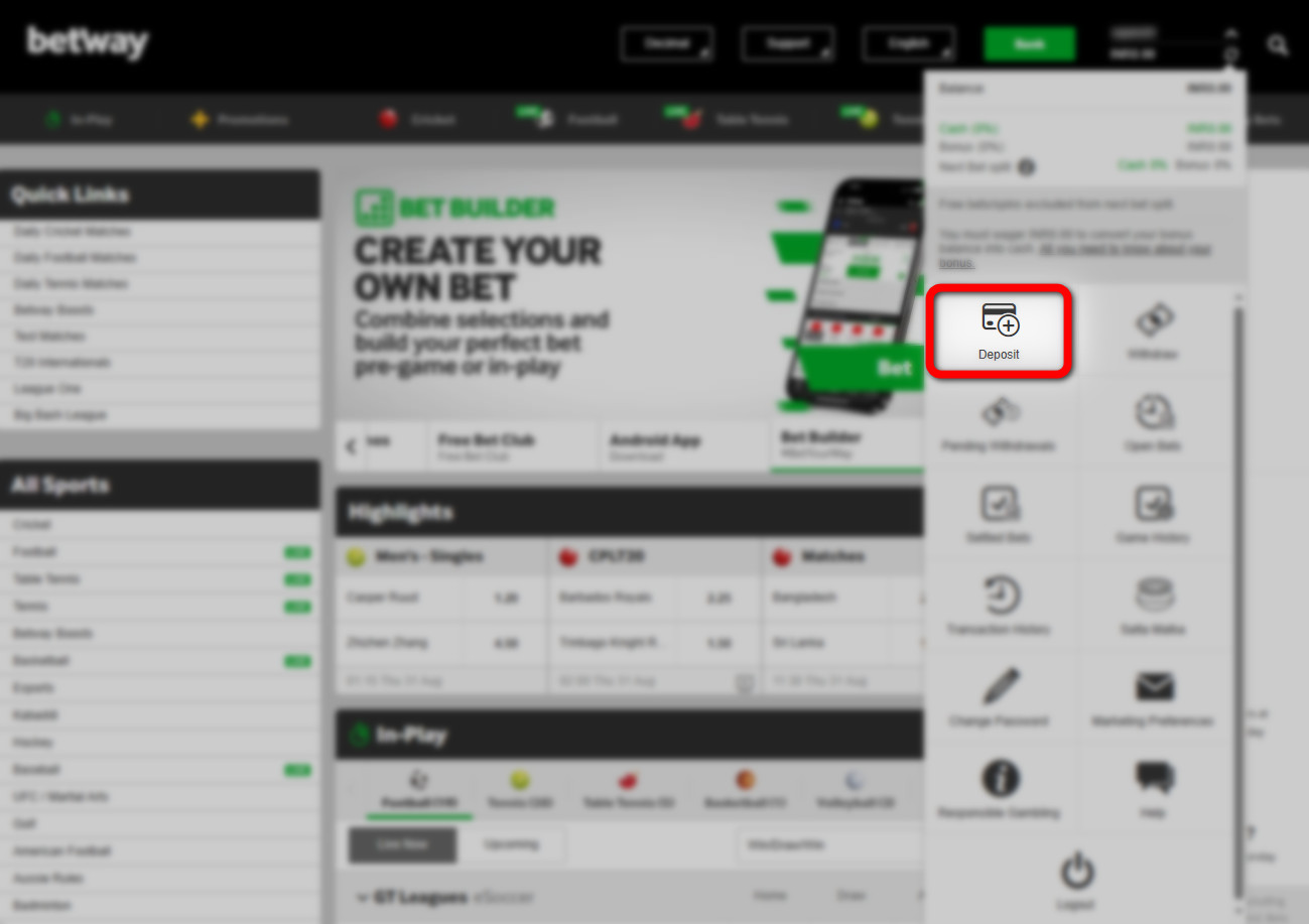 To start betting on the Asian Cup, be sure to top up your account.