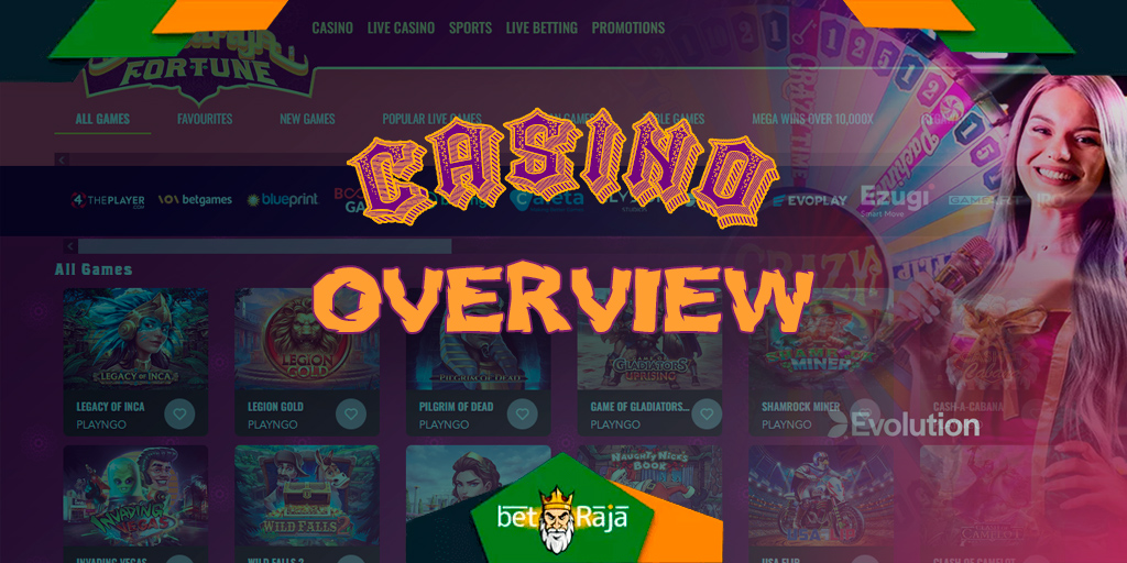 The Maharaja Fortune website offers a wide selection of casino games.