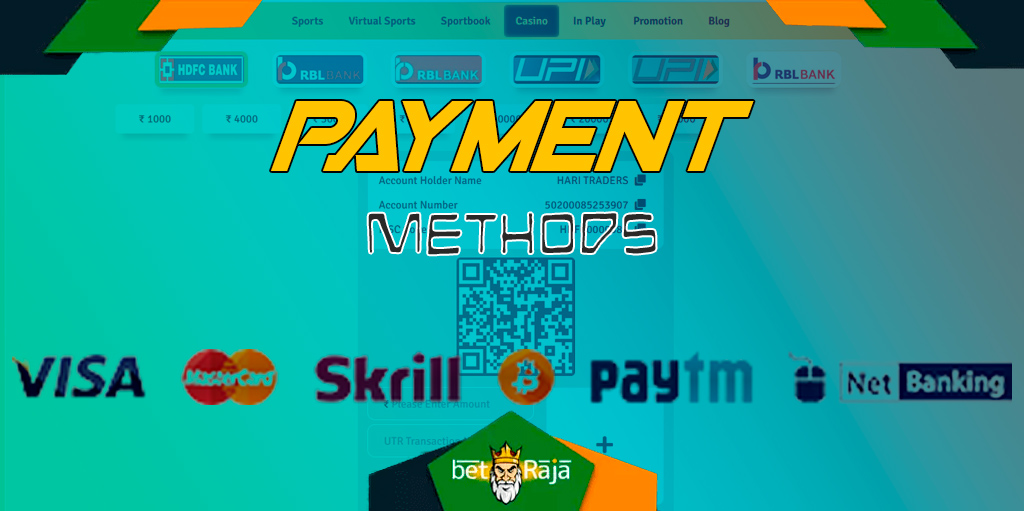 Popular payment methods for Satsport247